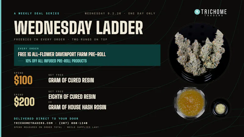 Trichome Traders - Delivery Wednesday Ladder - Freebies at $100 and $200