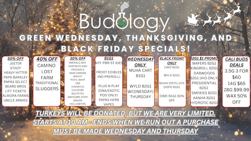 Budology BUDOLOGY GW, THANKSGIVING, BLACK FRIDAY DEALS!