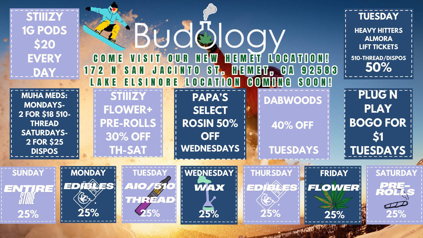 Budology - Delivery WEEKLY SPECIALS 25% OFF