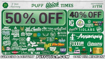 PUFF Utica - Rec & Med 50% off Top Brands Puff Utica Open 'Til Midnight