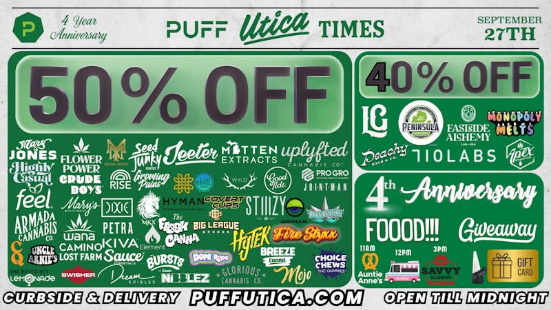 PUFF Utica Delivery Rec & Med 50% off Top Brands Puff Utica Open 'Til Midnight