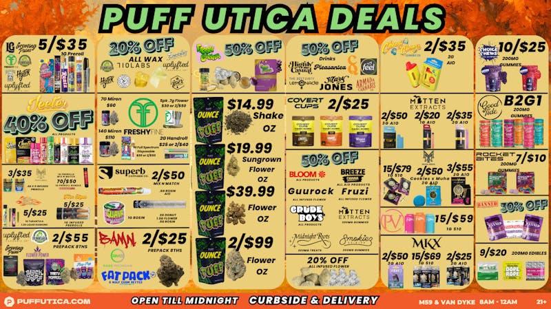 PUFF Utica - Rec & Med Puff Utica Open Daily 'Til Midnight!