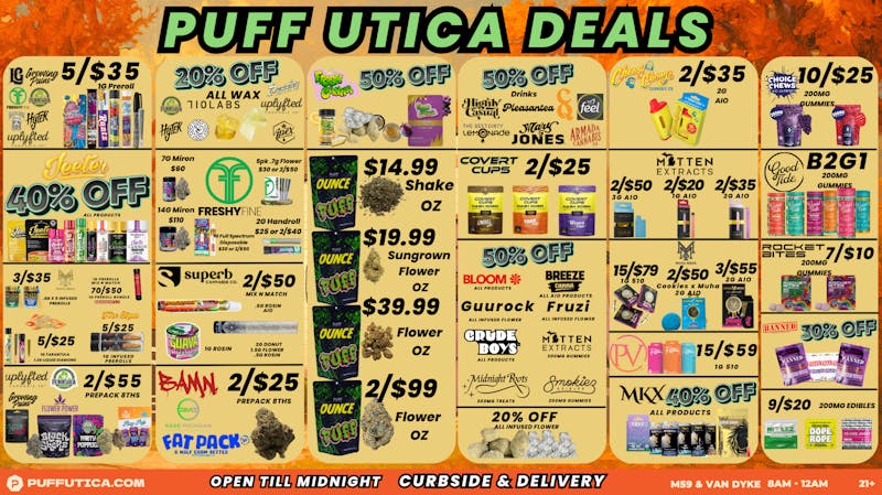 PUFF Utica - Rec & Med Puff Utica Open 'Til Midnight