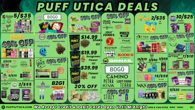 PUFF Utica - Oakland County Delivery Rec & Med Puff Utica Open Until Midnight!