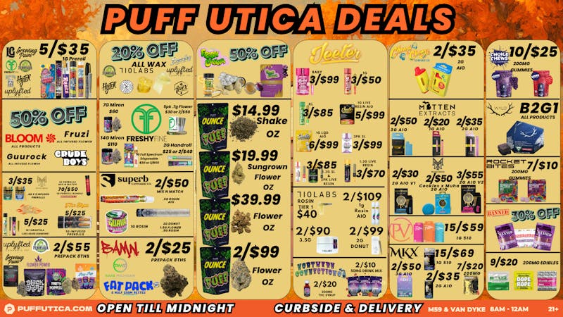 PUFF Utica Delivery Rec & Med Puff Utica Open Until Midnight!