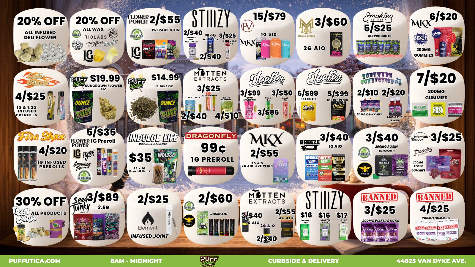 PUFF Utica - Rec & Med Puff Utica Open Until Midnight Top Brands For Less