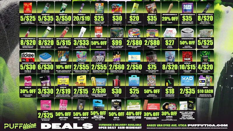 PUFF Utica - Oakland County Delivery Rec & Med Puff Utica 50% OFF Mitten, Jeeter, MKX!