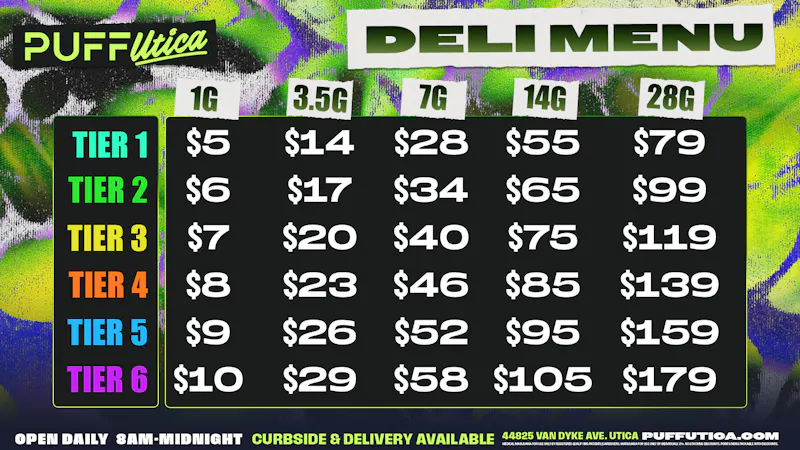 PUFF Utica - Rec & Med Puff Utica Deli Flower Pricing