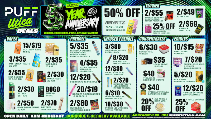 PUFF Utica Delivery Rec & Med Puff Utica Open Until Midnight!