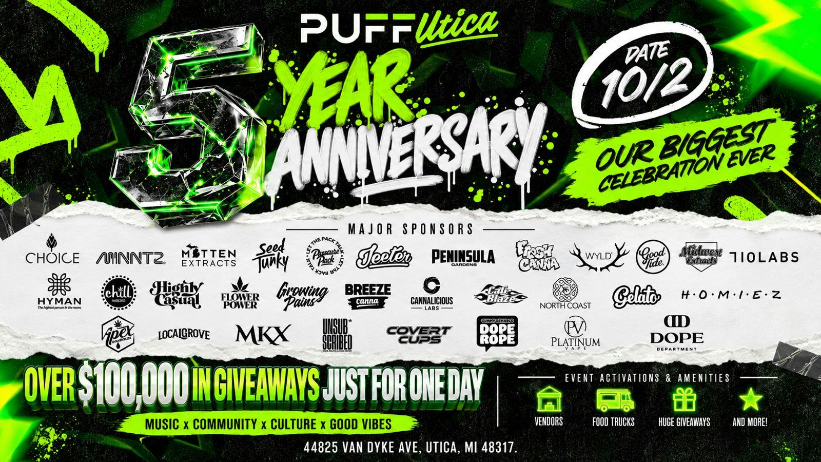 PUFF Utica - Rec & Med Puff Utica 5 Year Anniversary 10.02!