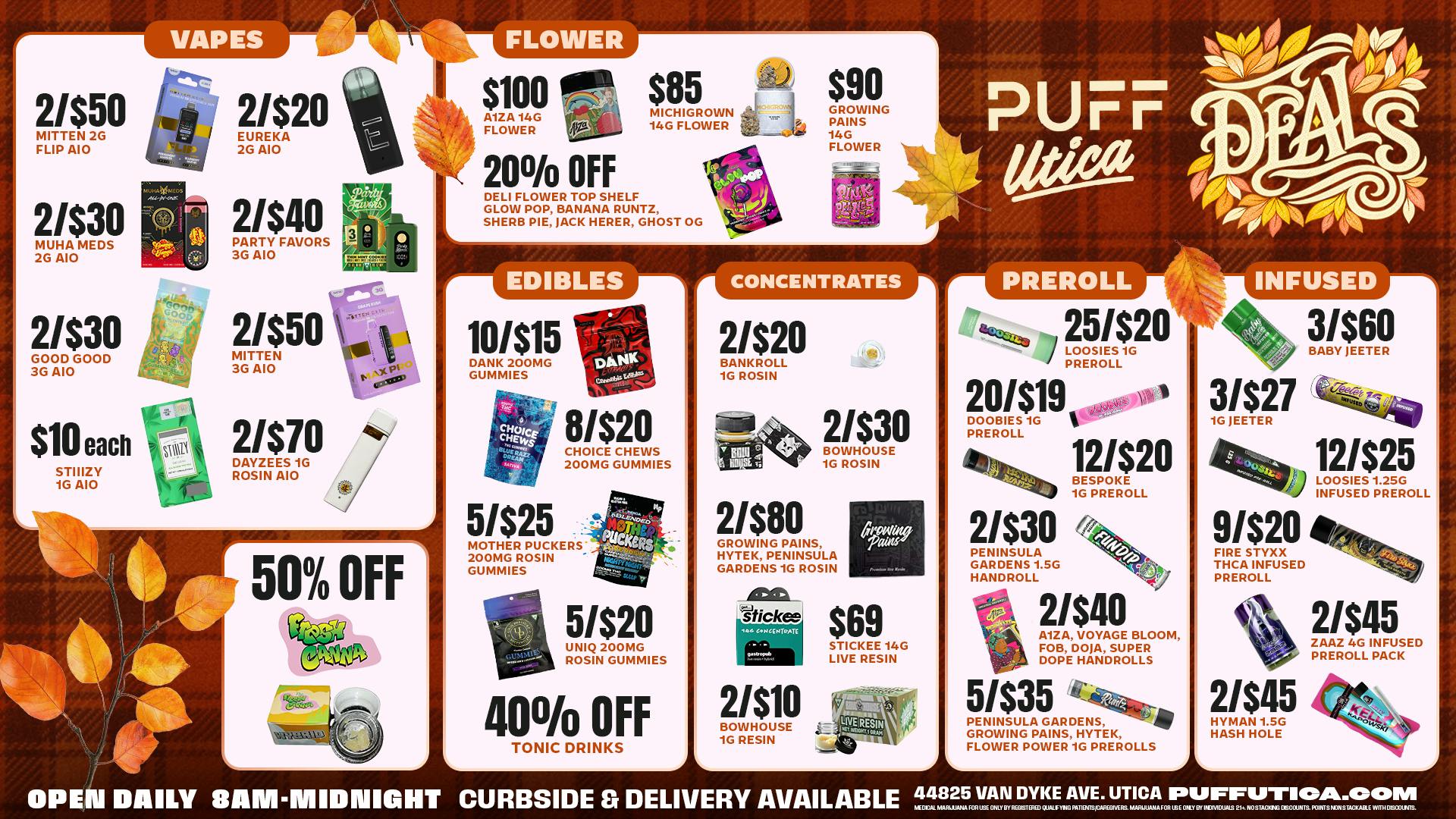 PUFF Utica - Rec & Med Puff Utica Open 8am - Midnight Daily!