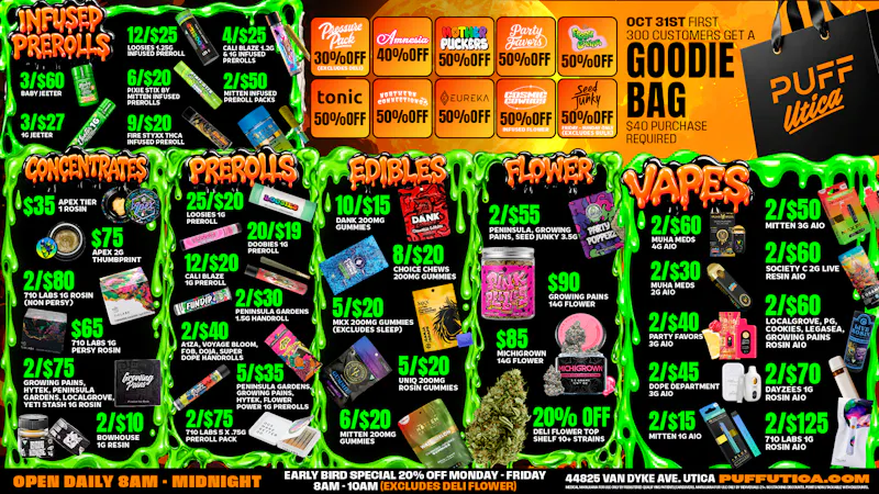 PUFF Utica - Rec & Med Puff Utica Open 8am - Midnight Daily!