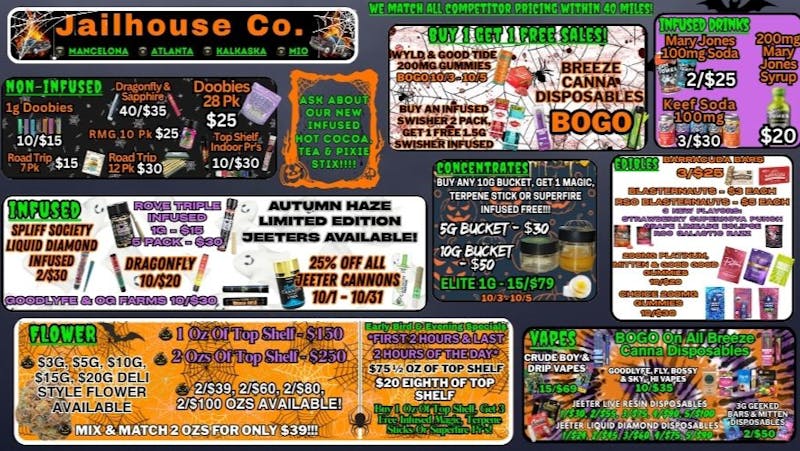 Jailhouse Cannabis Co 🎃Spooktacular Savings @ Jailhouse 👻
