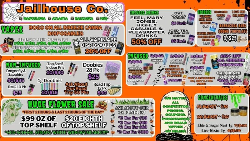 Jailhouse Cannabis Co 👻 Spook-Tacular Sales & Jailhouse 🎃