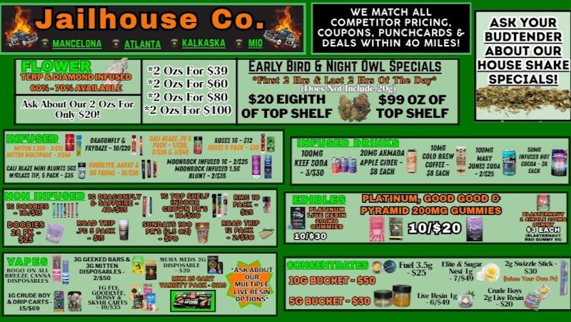 Jailhouse Cannabis - Mancelona *Shop @ Jailhouse & Always Save*