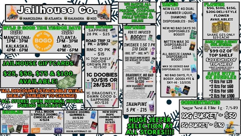 Jailhouse Cannabis Co ❄️Deep Freeze Sale: Prices Dropping Fast! ❄️