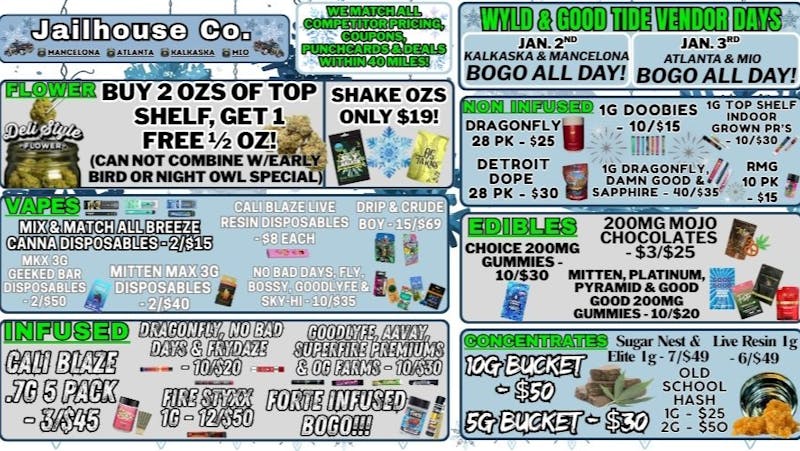 Jailhouse Cannabis Co New Year, Same Great Deals!