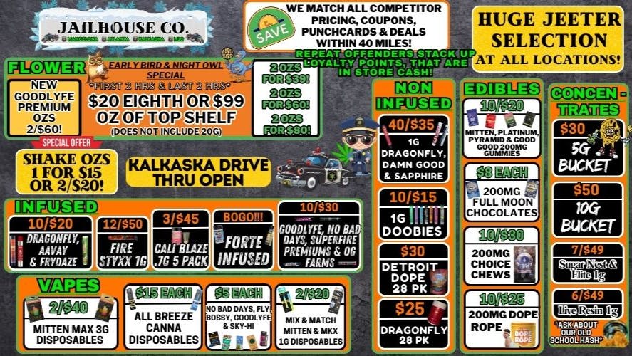 Jailhouse Cannabis - Mancelona Jailhouse Co. Specials