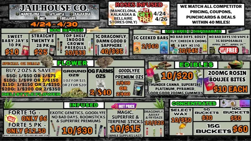 Jailhouse Cannabis - Mancelona Jailhouse Co. Specials