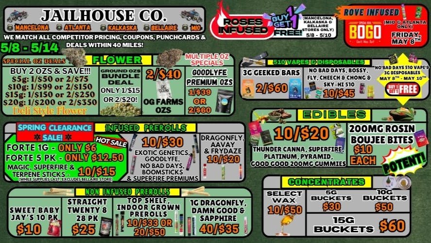 Jailhouse Cannabis - Mancelona Spring Savings @ Jailhouse