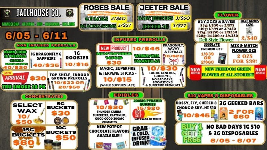 Jailhouse Cannabis - Mancelona Jailhouse Co. Specials