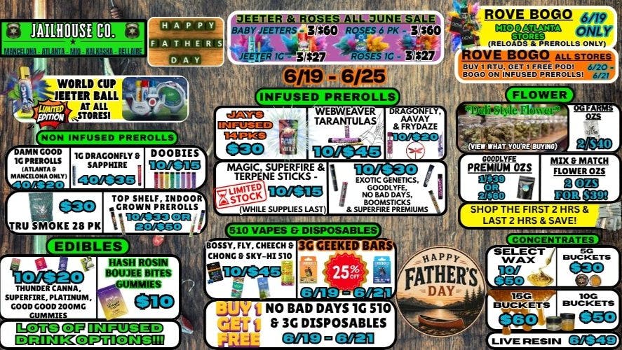 Jailhouse Cannabis - Mancelona Happy Father's Day From Jailhouse!