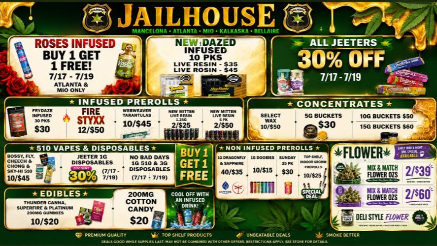 Jailhouse Cannabis - Mancelona Jailhouse Co. Specials