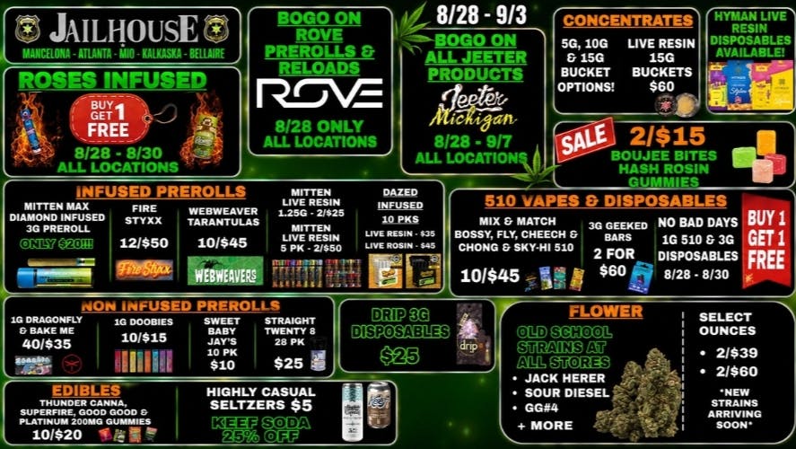 Jailhouse Cannabis - Mancelona Jailhouse Co. Specials