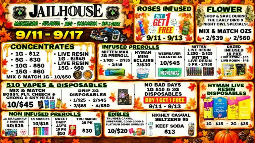 Jailhouse Cannabis - Mancelona Jailhouse Co. Specials