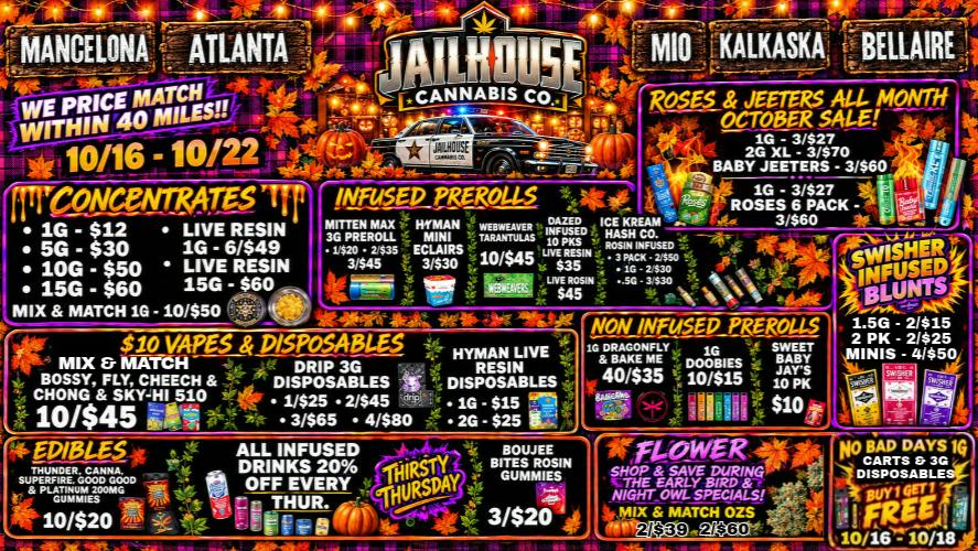 Jailhouse Cannabis - Mancelona Jailhouse Weekly Specials