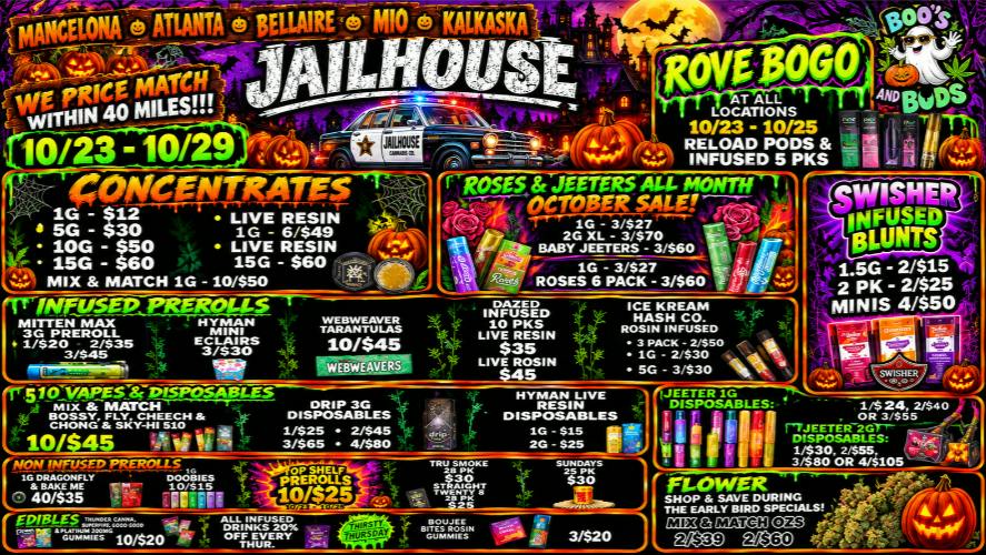 Jailhouse Cannabis - Mancelona Spooktacular Savings @ Jailhouse