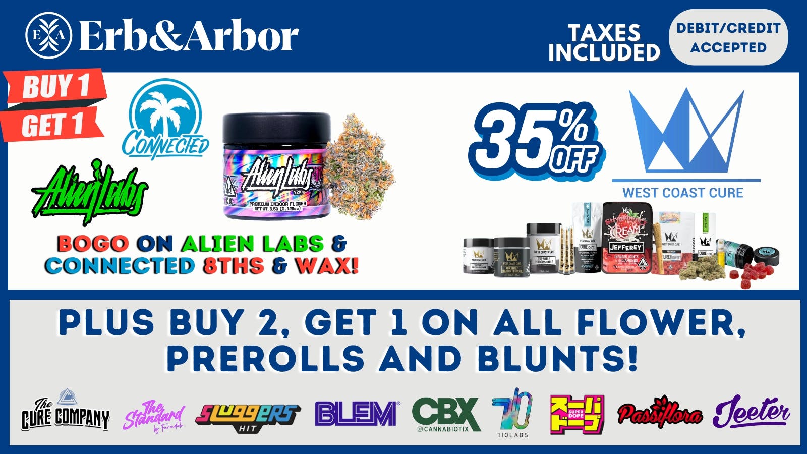 Erb & Arbor 35% OFF West Coast Cure, Alien Labs BOGO & more!