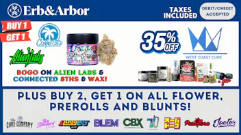 Erb & Arbor 35% OFF West Coast Cure, Alien Labs BOGO & more!