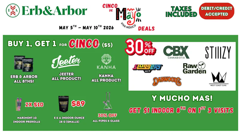 Erb & Arbor 30%OFF RawGarden, WestCoastCure, Dabwoods & MORE!