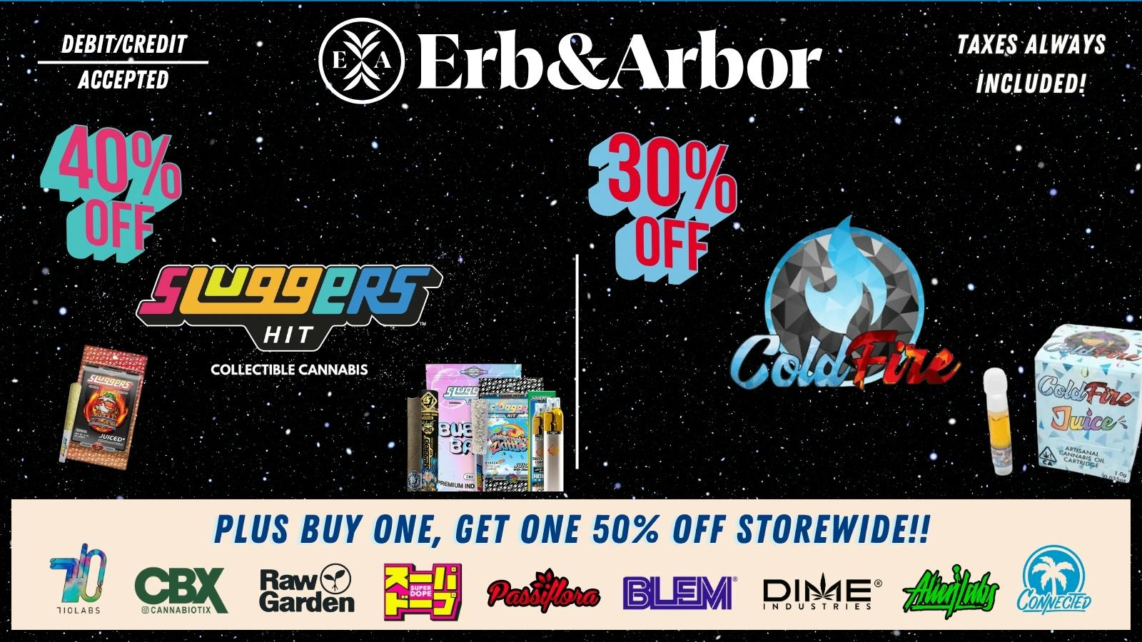 Erb & Arbor 30% OFF COLDFIRE! Buy1, Get1 50% STOREWIDE & more!