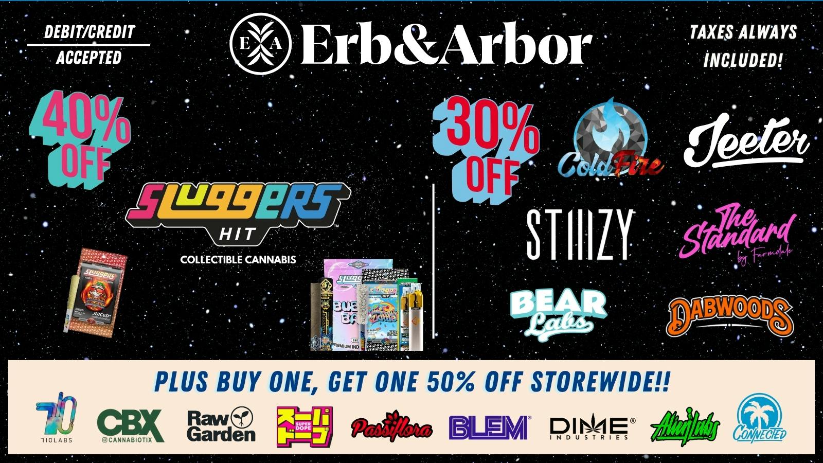 Erb & Arbor 40%OFF SLUGGERS! 30%OFF COLDFIRE, STANDARD & more!