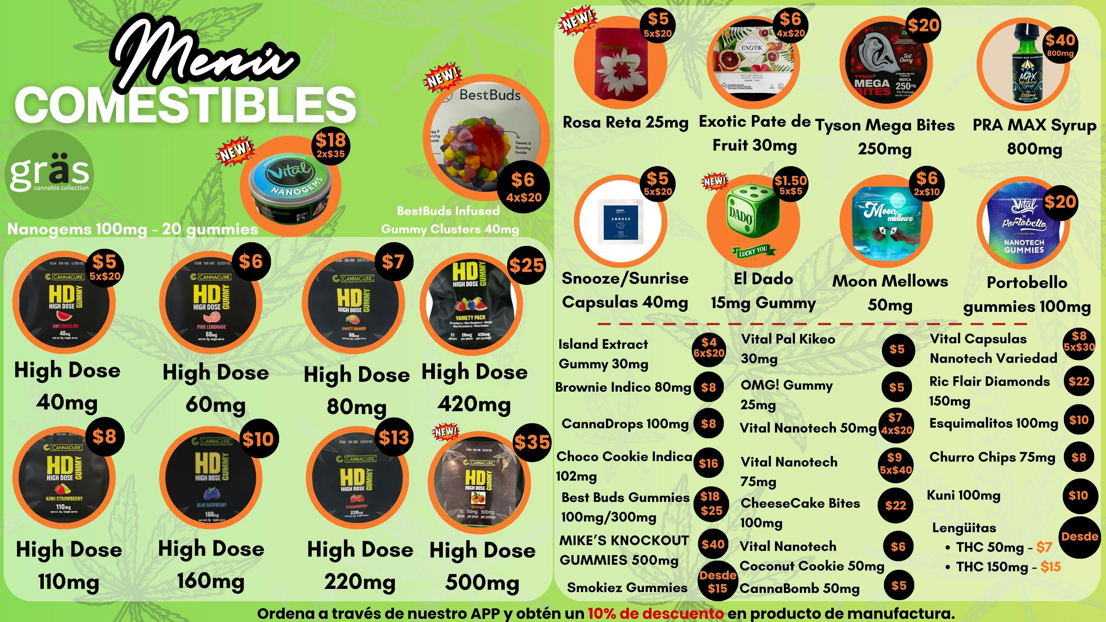 Gräs Cannabis Collection Menú de Comestibles