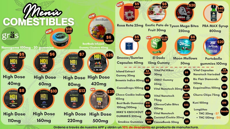 Gräs Cannabis Collection Menú de Comestibles