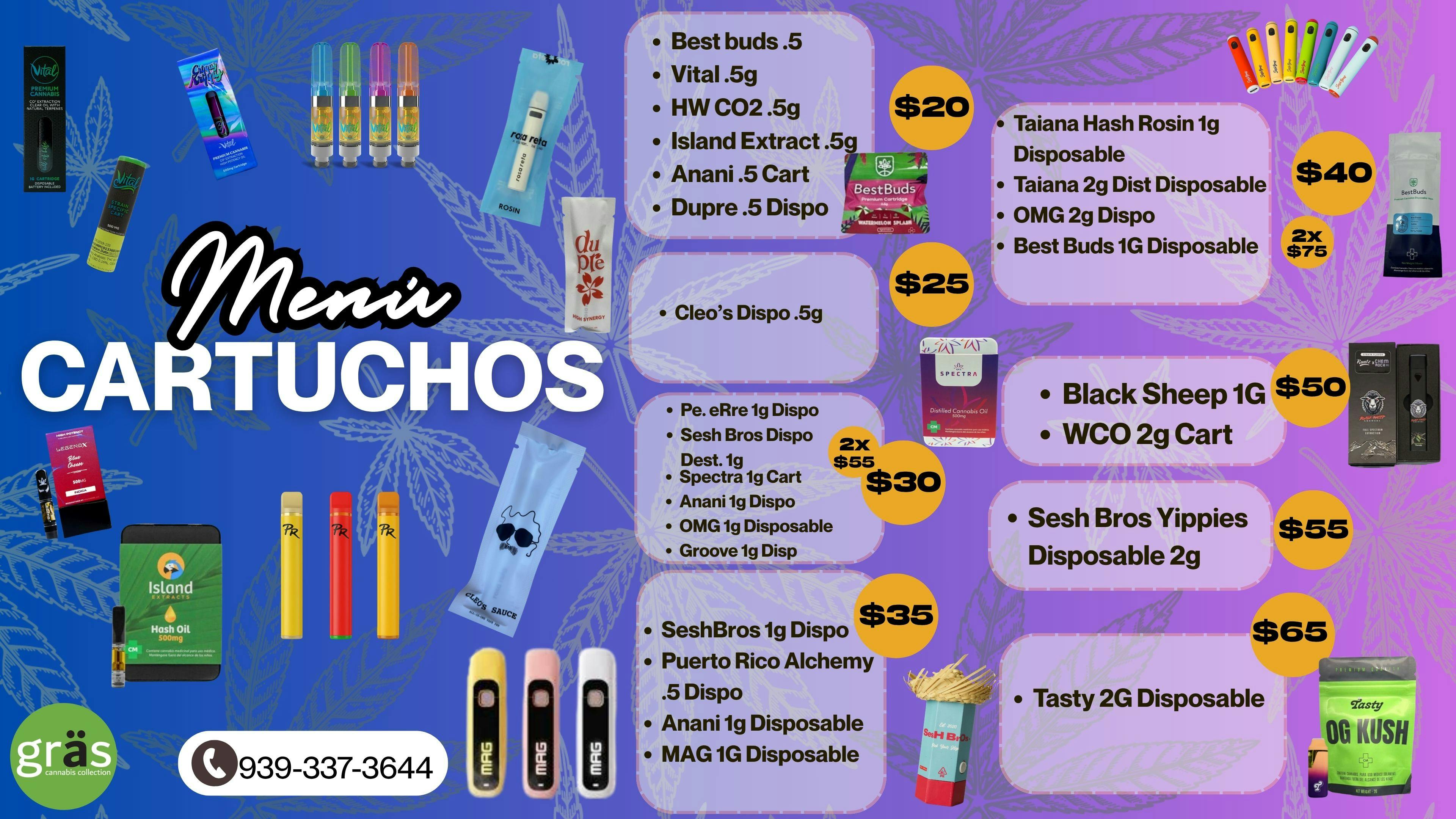 Gräs Cannabis Collection Menú de Cartuchos & Disposables