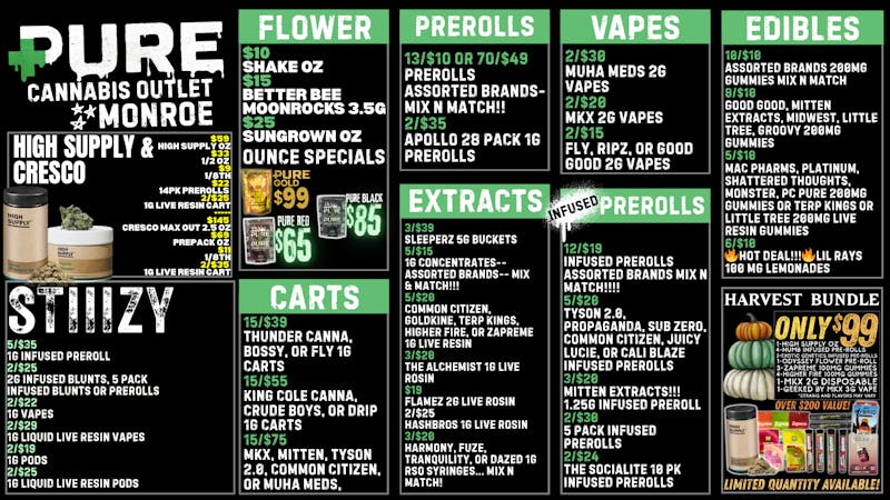 Pure Cannabis Outlet HIGH SUPPLY AND CRESCO SALE 🍂 $99 HARVEST BUNDLE!
