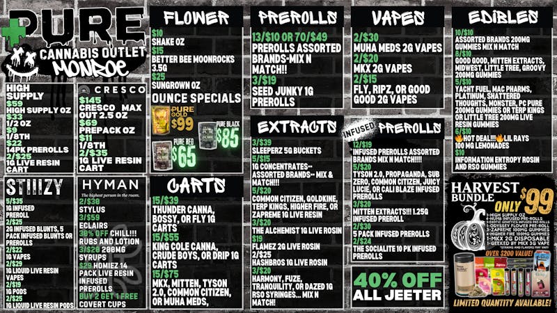 Pure Cannabis Outlet $99 HARVEST BUNDLE! 🍃 40% OFF ALL JEETER PRODUCTS