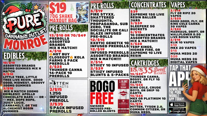 Pure Cannabis Outlet 🎄 BOGO SWISHER BLUNTS 🎄 15/$35 CARTS 🎄