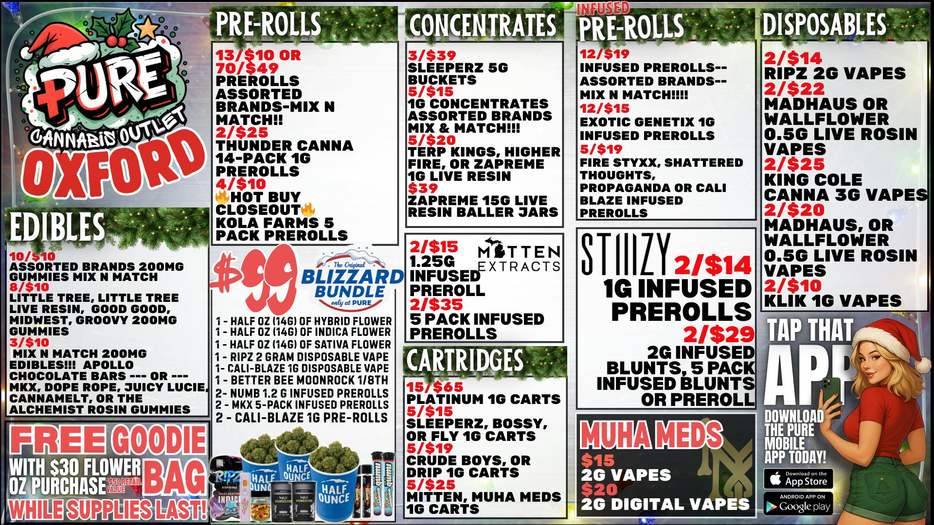 Pure Cannabis Outlet 🎄 MITTEN INFUSED PREROLL SALE 🎄