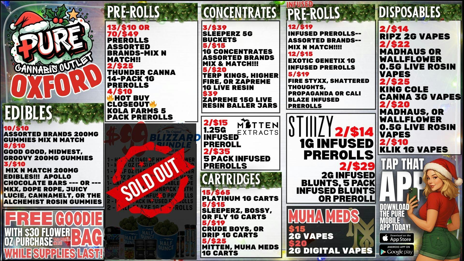 Pure Cannabis Outlet 🎄 MITTEN INFUSED PREROLL SALE 🎄