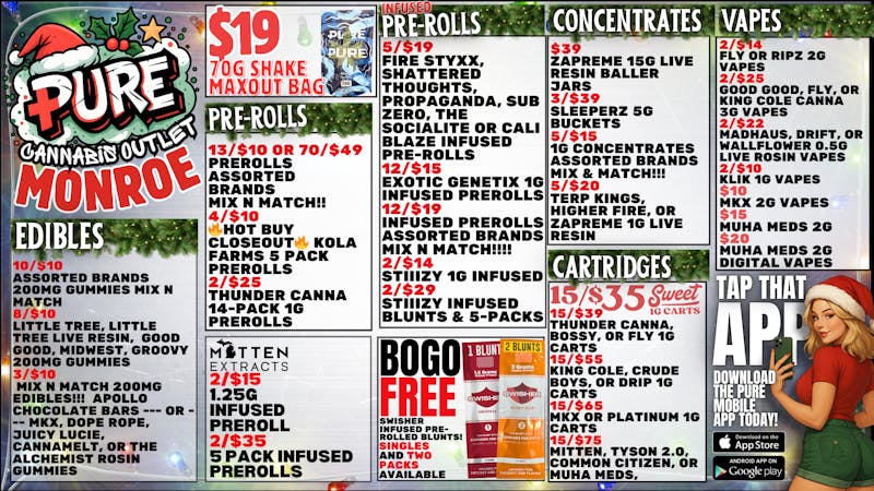 Pure Cannabis Outlet 🎄 BOGO SWISHER BLUNTS 🎄 15/$35 CARTS 🎄