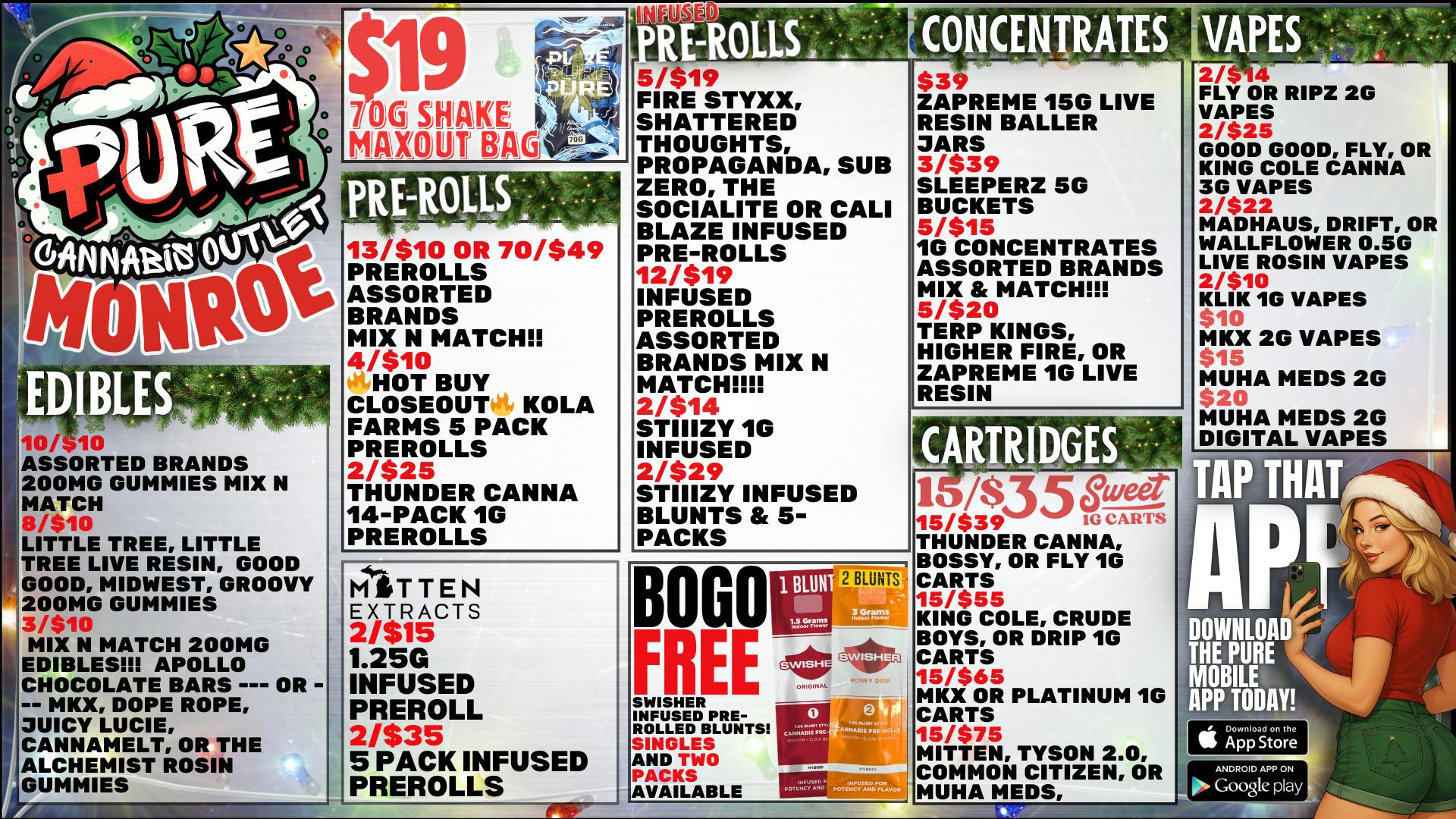 Pure Cannabis Outlet 🎄 BOGO SWISHER BLUNTS 🎄 15/$35 CARTS 🎄