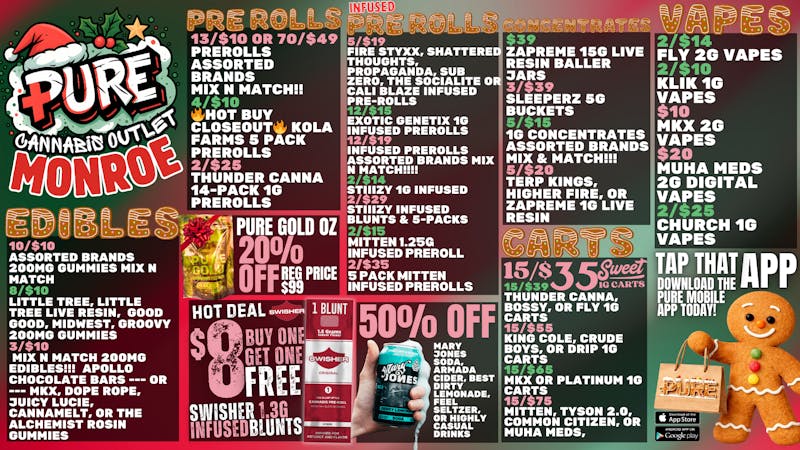 Pure Cannabis Outlet 15/$35 1G CARTS | 20% OFF PURE GOLD OUNCES