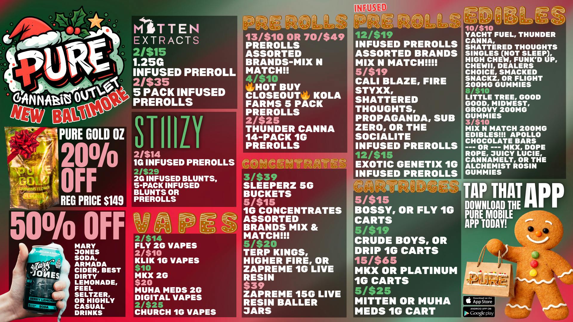 PURE New Baltimore 20% OFF GOLD OZ 🎄 50% OFF INFUSED DRINKS