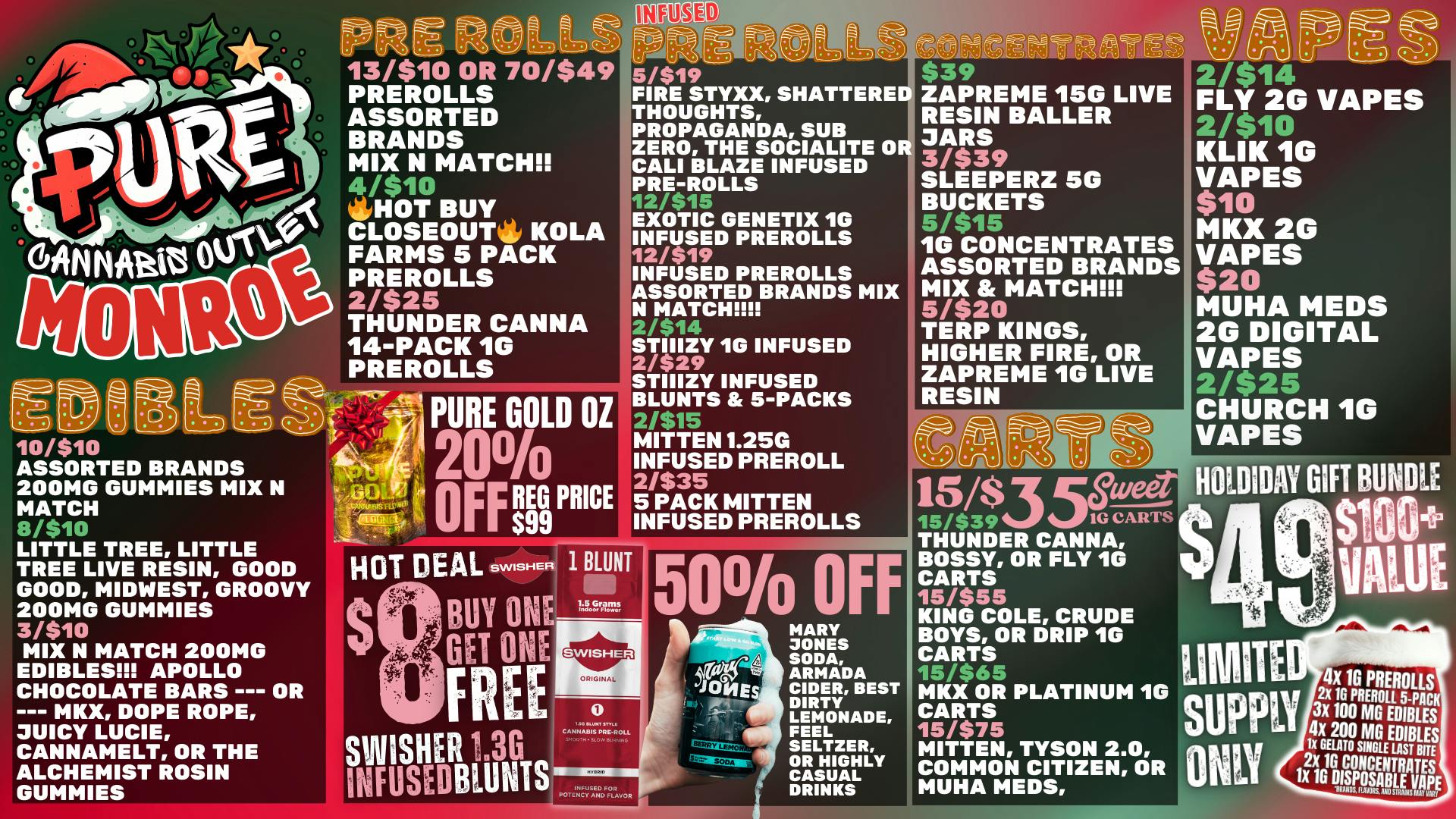 Pure Cannabis Outlet 15/$35 1G CARTS | 20% OFF PURE GOLD | $49 BUNDLE!