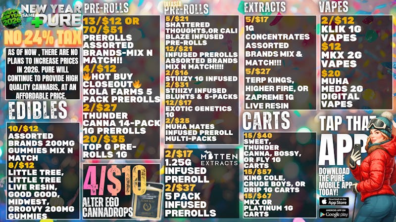 Pure Cannabis Outlet - New Buffalo NEW YEAR SAME PURE 🎉NO NEW 24% TAXES